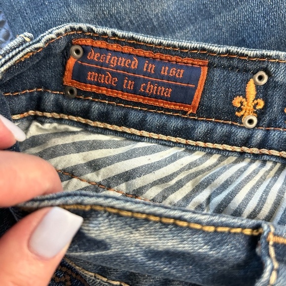 ROCK‎ REVIVAL WOMEN'S NOELLE BOOT CUT JEANS SIZE 30 FRAYED HEAVY STITCHING - Picture 8 of 16